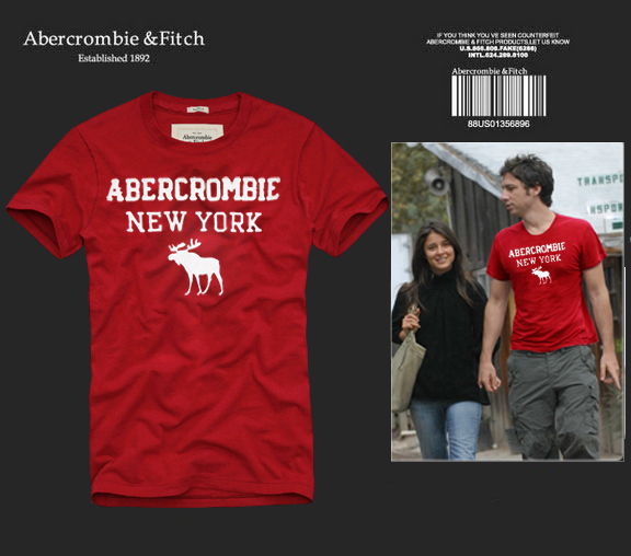 Abercrombie Fitch Hombres De Cuello Redondo Con Gente Fotos Corto Remera AF5637